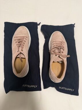 Suitsupply Suede Leather Soft Pink Low-Top Men's Sneakers Size 8